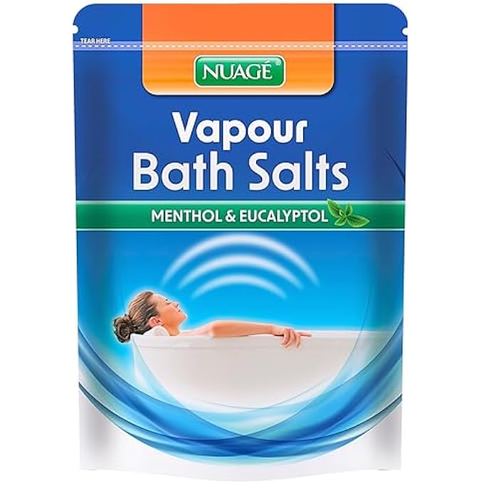 Nuage Vapour Bath Salts with Menthol and Eucalyptus Essential Oils - 450g, Calming - Relaxing - Soothing